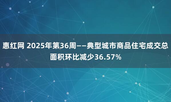 惠红网 2025年第36周——典型城市商品住宅成交总面积环比减少36.57%